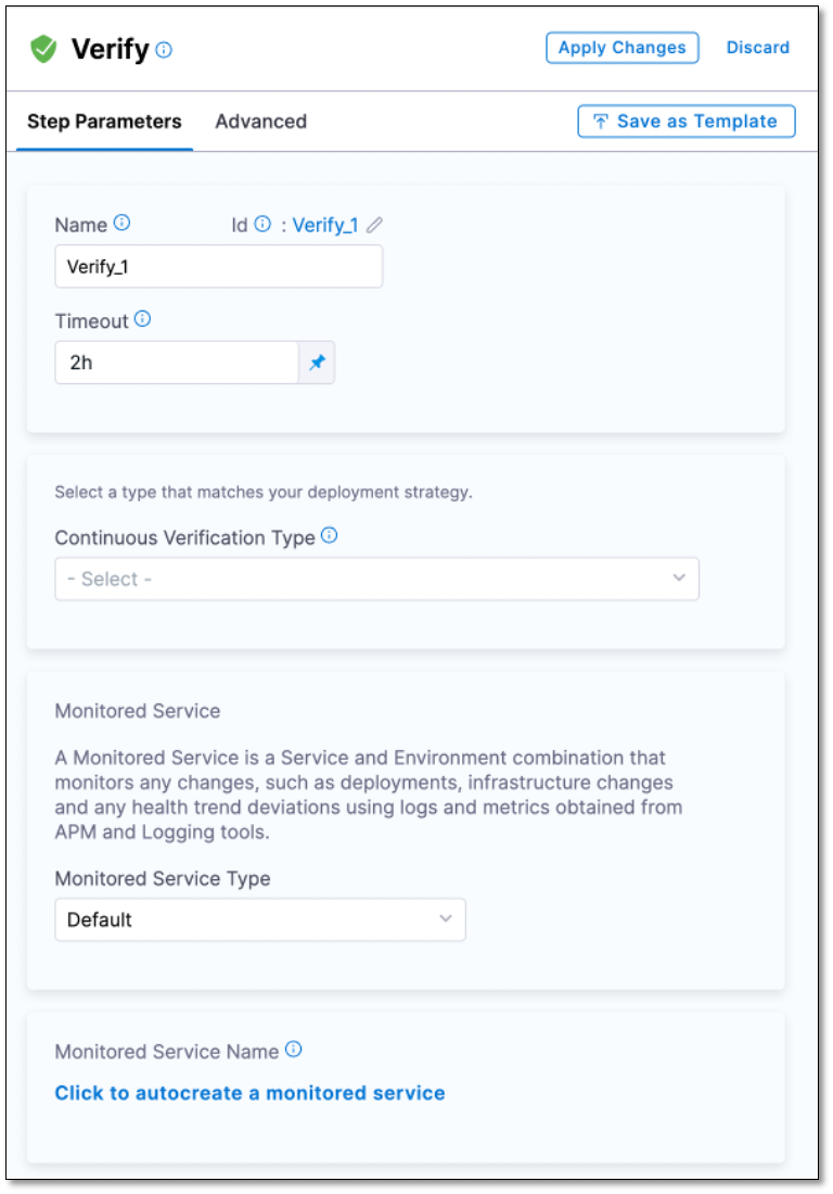 Verify step settings page